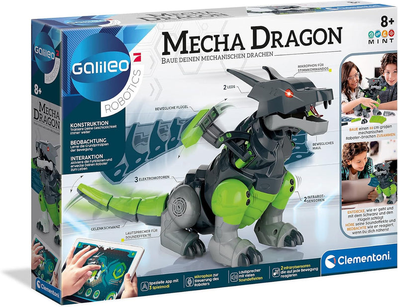 Galileo Robotics – Mecha Dragon, Drachen-Roboter Modellbausatz, 3 Motoren, Sensoren & App-Steuerung,