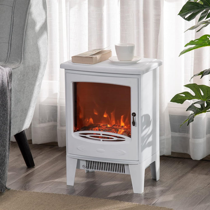 HOMCOM LED Elektrokamin Standkamin Kaminofen mit Flammeneffekt 900/1800W Metall ABS-Kunststoff Glas