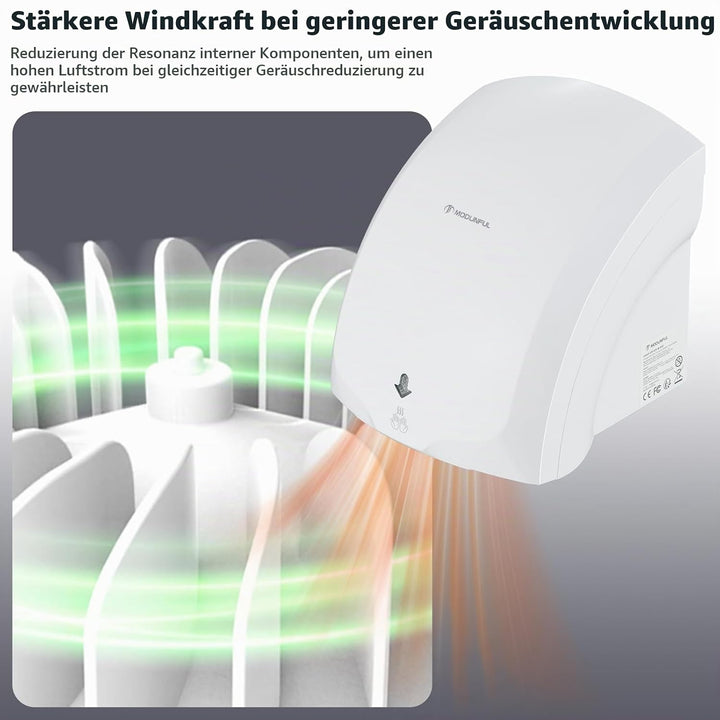 Modunful Automatischer Handtrockner Infrarotsensor Handtrockner für Badezimmer zu Hause, Extra Leise