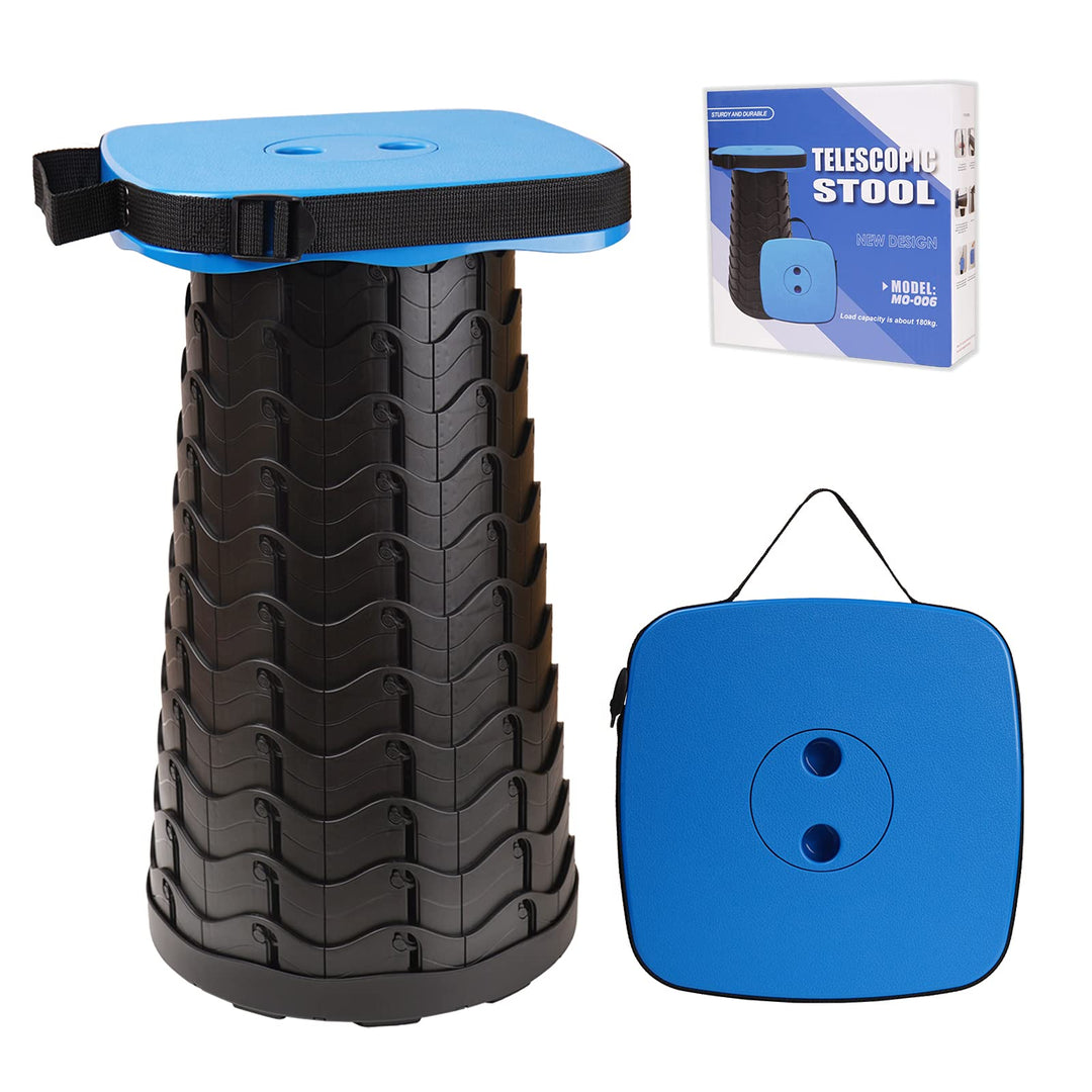 Hesanzol Tragbarer Klapphocker, Teleskophocker Faltbar Campinghocker, Belastung 220kg (Blue) Blau, B