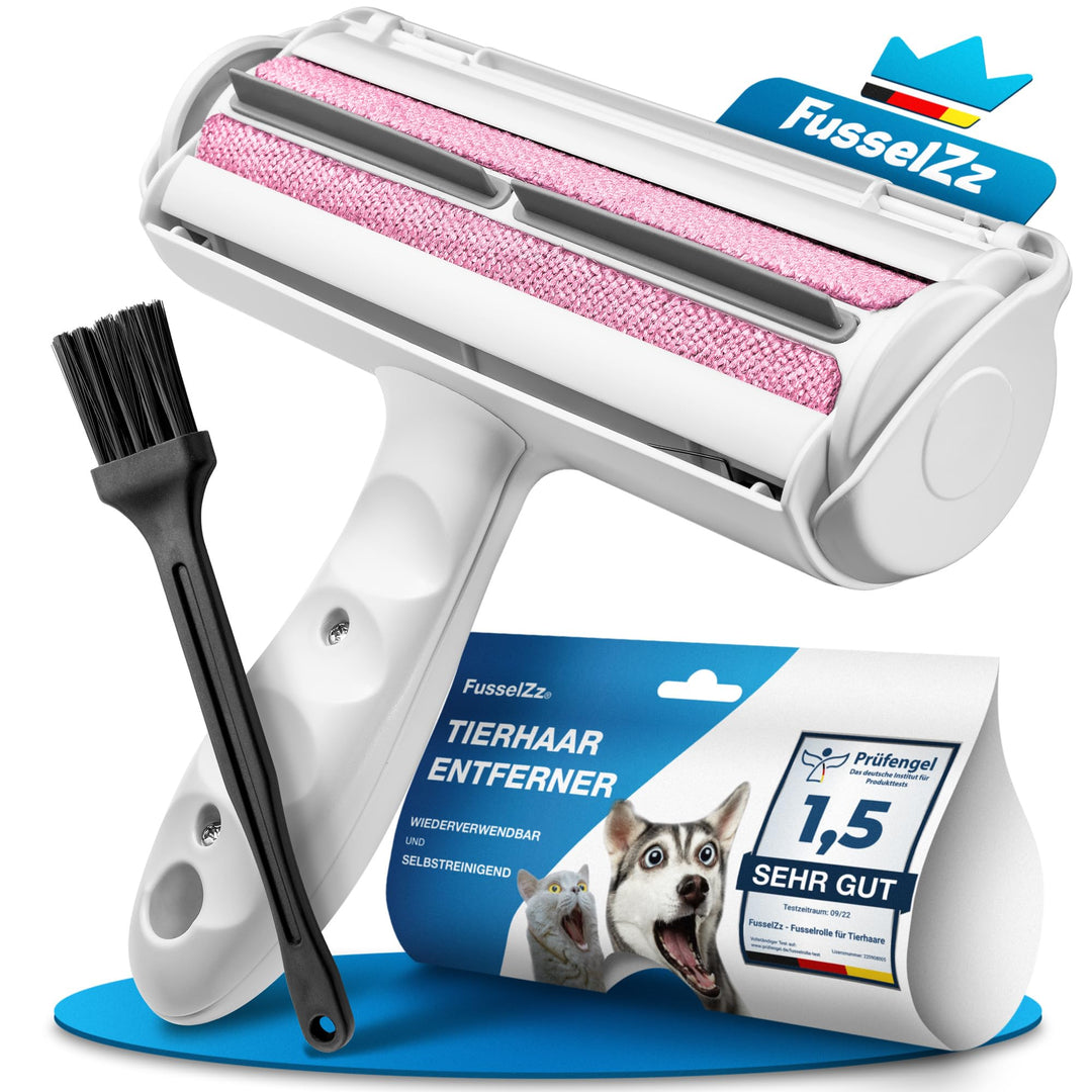 FusselZz® Home Premium Fusselrolle Pink Tierhaare - Selbstreinigender Tierhaarentferner zum Katzenha
