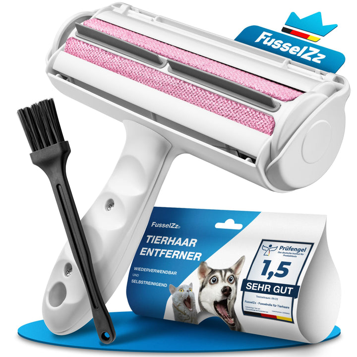 FusselZz® Home Premium Fusselrolle Pink Tierhaare - Selbstreinigender Tierhaarentferner zum Katzenha
