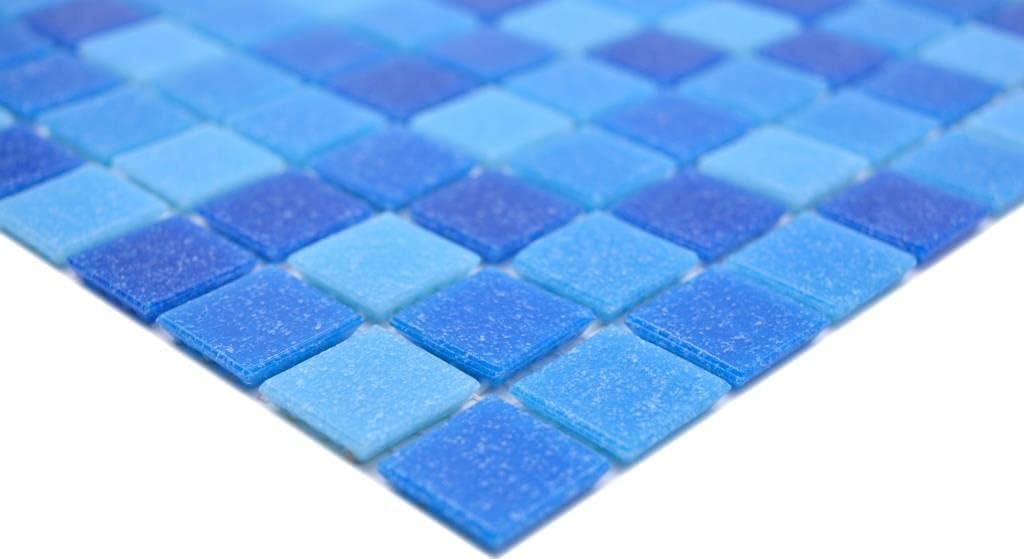 Glasmosaikplatte Classic Mix Blau papierverklebt Pool Schwimmbad Mosaikplatte 10 Matten