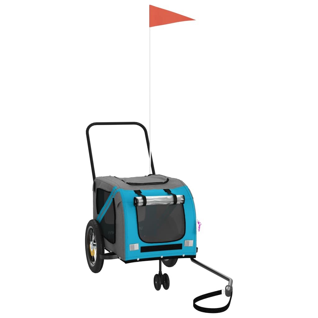 vidaXL Fahrradanhänger Hunde Hundeanhänger Hundetransporter Oxford-Gewebe Eisen Blau 122 x 52 x 53 c
