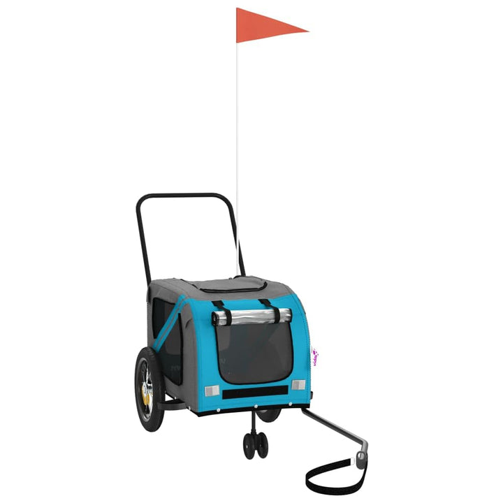 vidaXL Fahrradanhänger Hunde Hundeanhänger Hundetransporter Oxford-Gewebe Eisen Blau 122 x 52 x 53 c