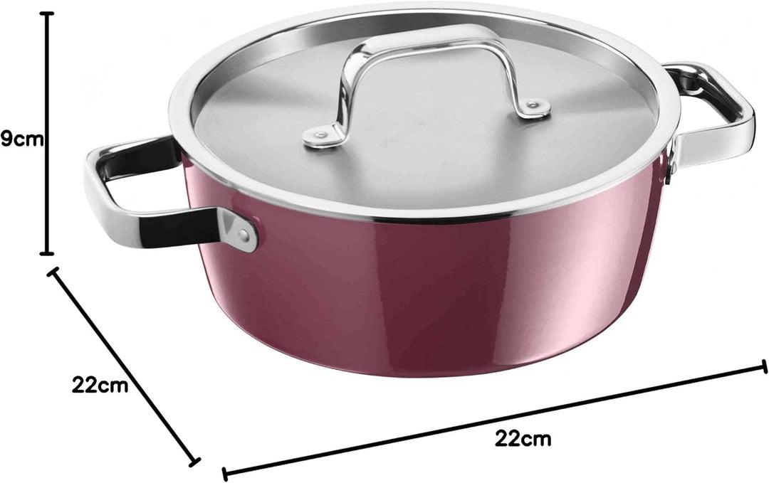 WMF Fusiontec Aromatic Kochtopf gross 22cm, Bratentopf Induktion 3,1l, Deckel mit Kondensationsnoppe