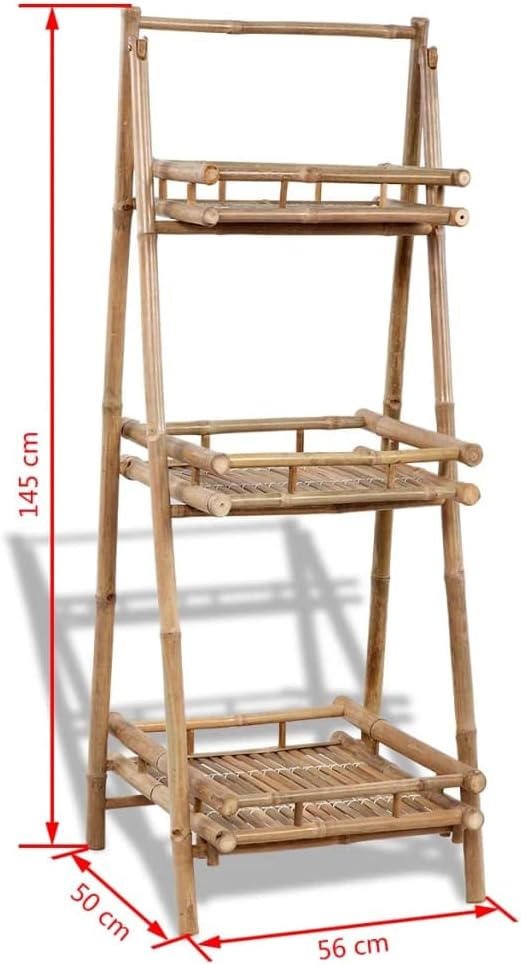 vidaXL Bambus Leiterregal Standregal Pflanztreppe Badregal 3 Ebenen klappbar