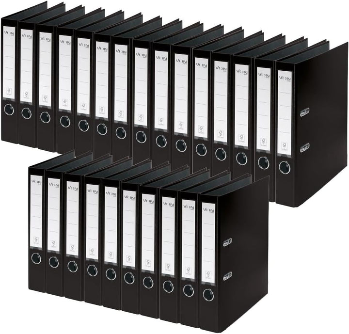 VON Leitz Ordner A4, 25er Pack, Karton mit Kunststoffeinband, 50 mm Rückenbreite, Für 350 Blatt, Bla