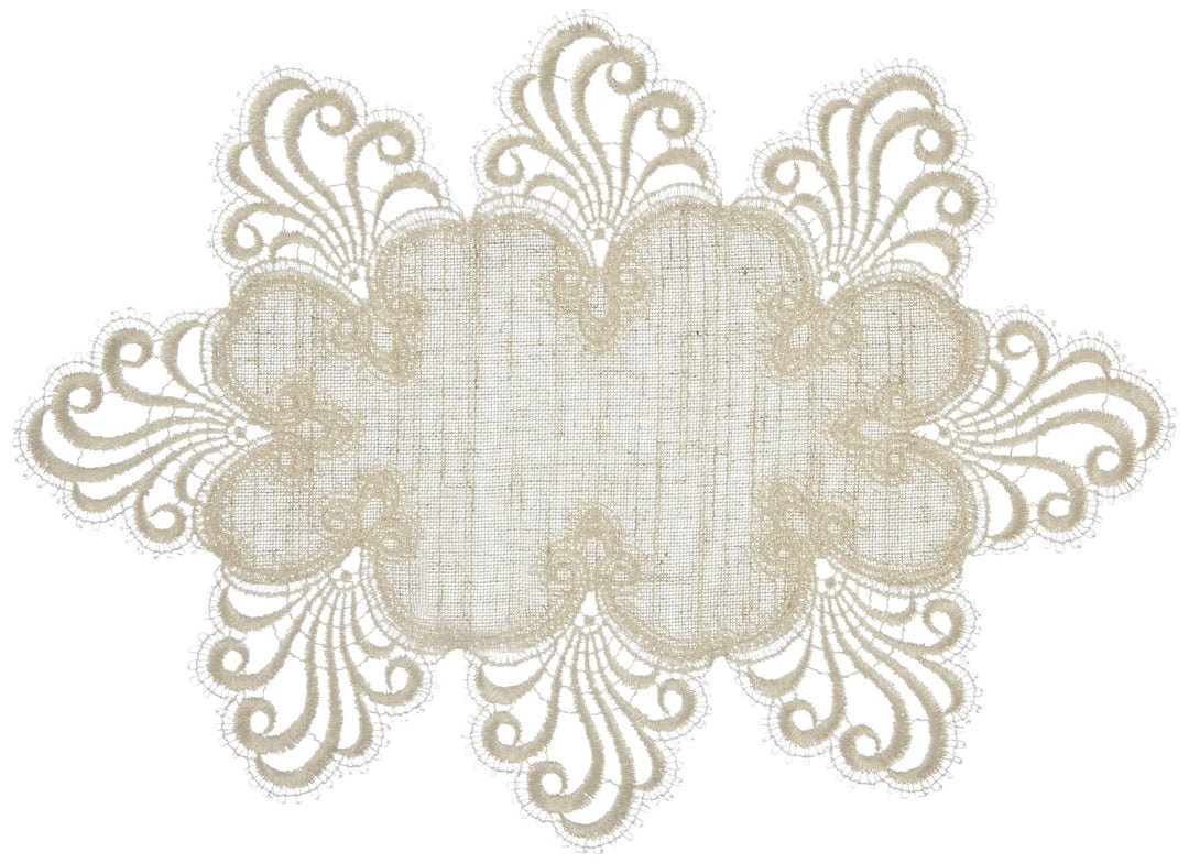 Plauener Spitze by Modespitze 3086L_11_2325 Tischdecke Nizza L, Grösse 23 x 25 cm, oval 25 cm x 35 c