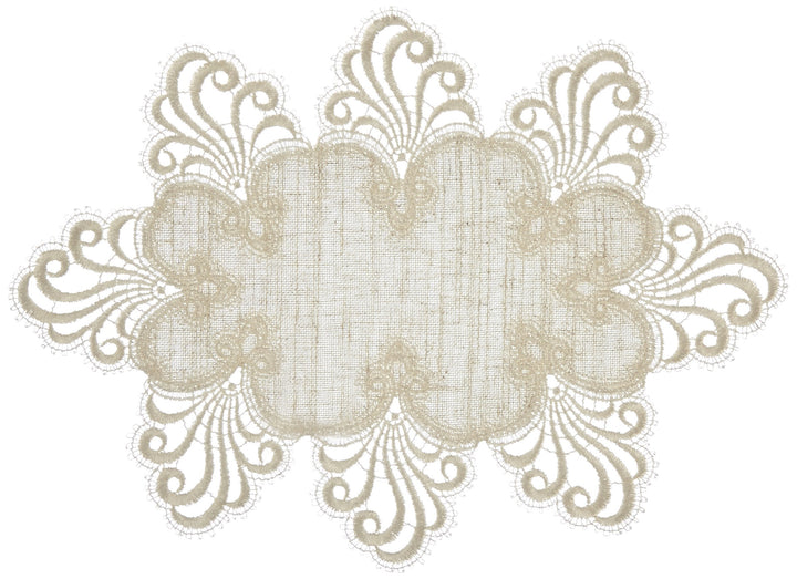 Plauener Spitze by Modespitze 3086L_11_2325 Tischdecke Nizza L, Grösse 23 x 25 cm, oval 25 cm x 35 c