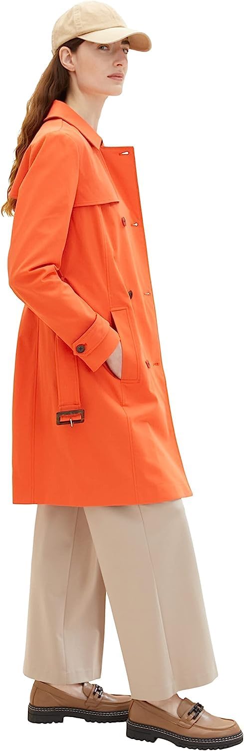 TOM TAILOR Damen Basic Trenchcoat mit Gürtel XL 15612 - Fever Red, XL 15612 - Fever Red