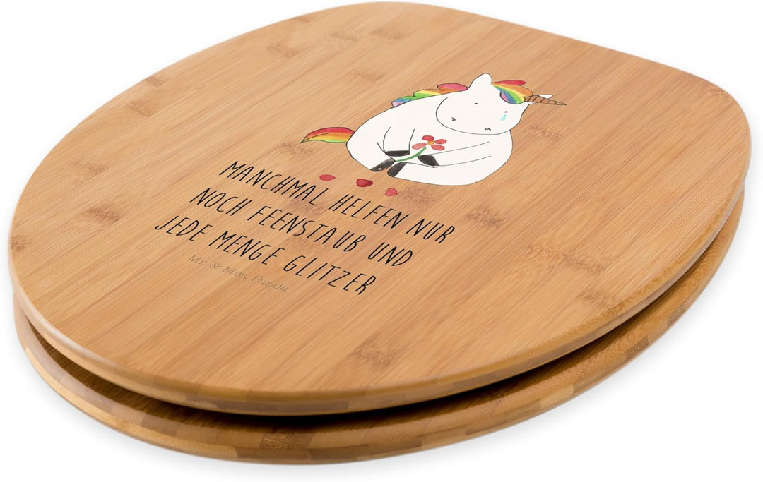Mr. & Mrs. Panda Motiv WC Sitz Einhorn Traurig - Geschenk, Unicorn, Einhörner, Toilettendeckel, Glit
