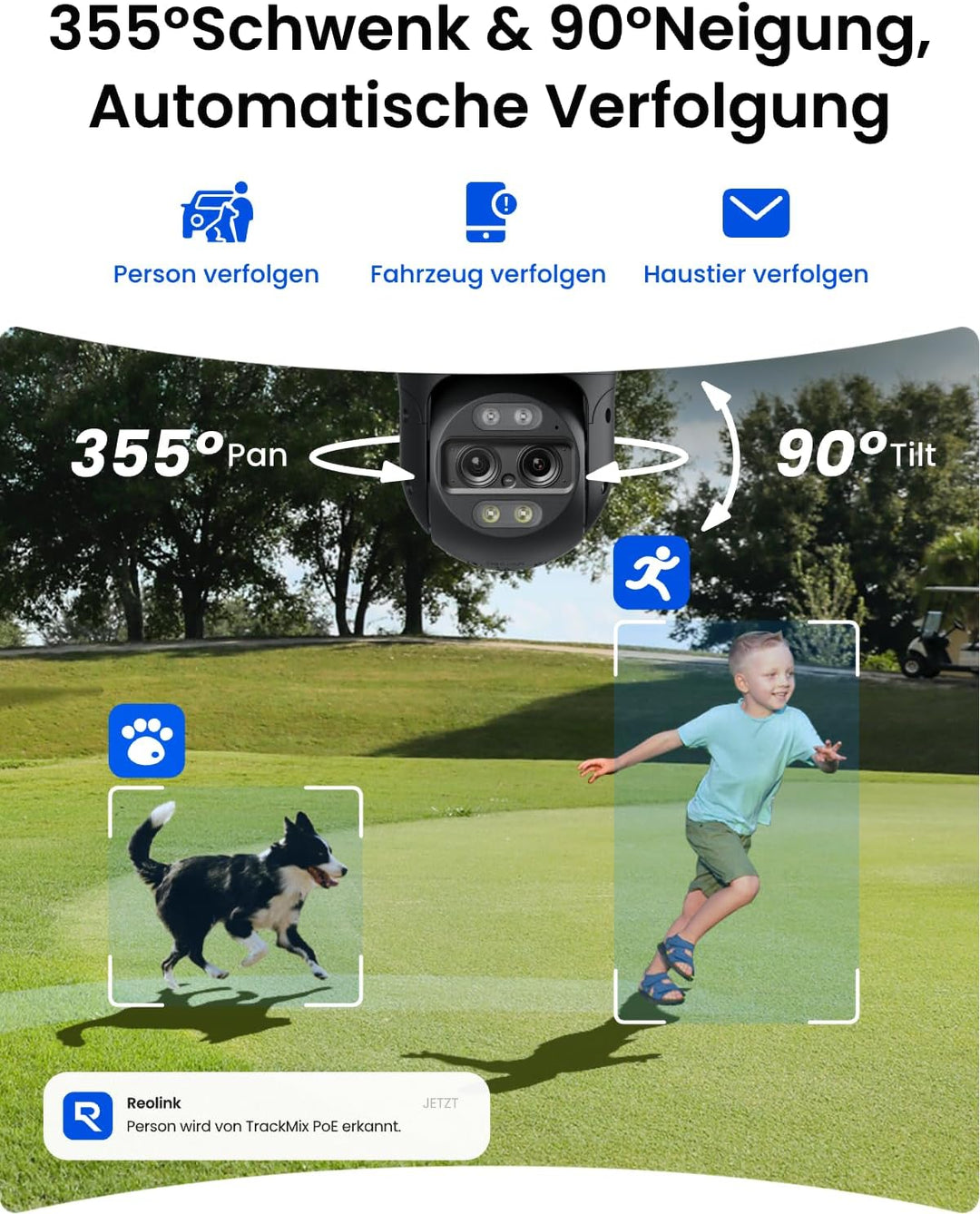 Reolink 4K 8MP PTZ PoE Überwachungskamera Aussen mit Dual-Objektiv, 6X Hybridzoom, 355°/90° Schwenkb