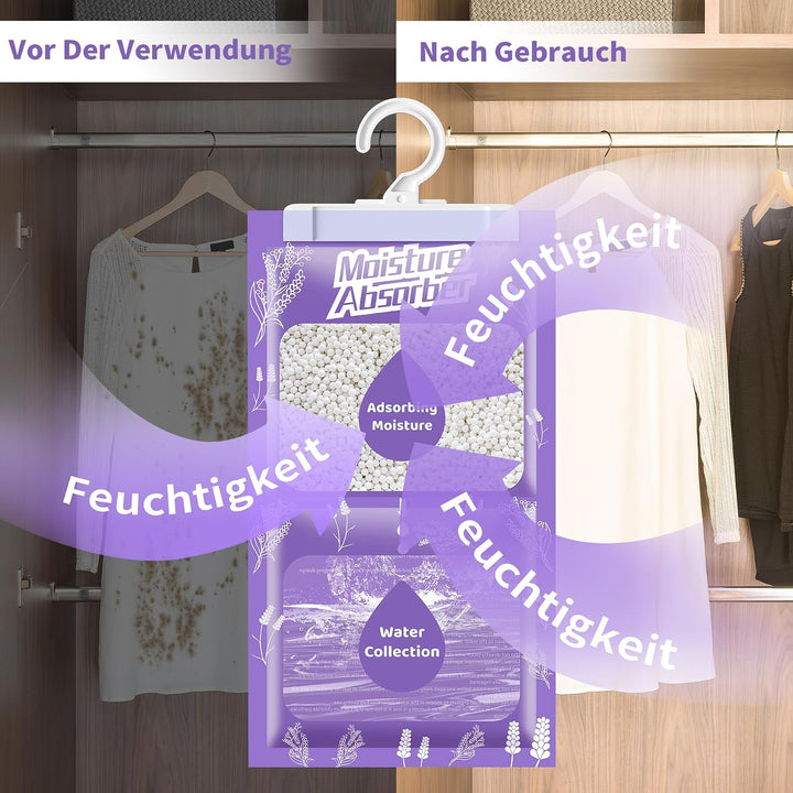 OMECO 20 x 230g entfeuchter schrank moisture Absorber mit Lavendel Duft，Luftentfeuchter Beutel Hänge
