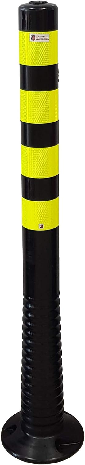 UvV® Reflex Absperrpfosten, Poller 100 cm hoch, flexibel schwarz, reflektierend (1 Stück, Schwarz-Le