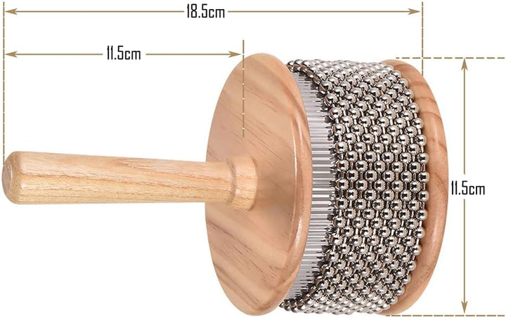 Heysland Cabasa-Percussion-Musikinstrument aus Holz, Metallperlenkette und Zylinder, Pop-Hand-Shaker
