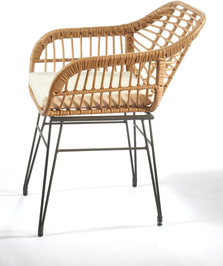 Kobolo Esszimmerstuhl Retro, 2er Set, 59x62x82 cm, braun, Gartenstuhl, Metallstuhl im Retro-Look mit