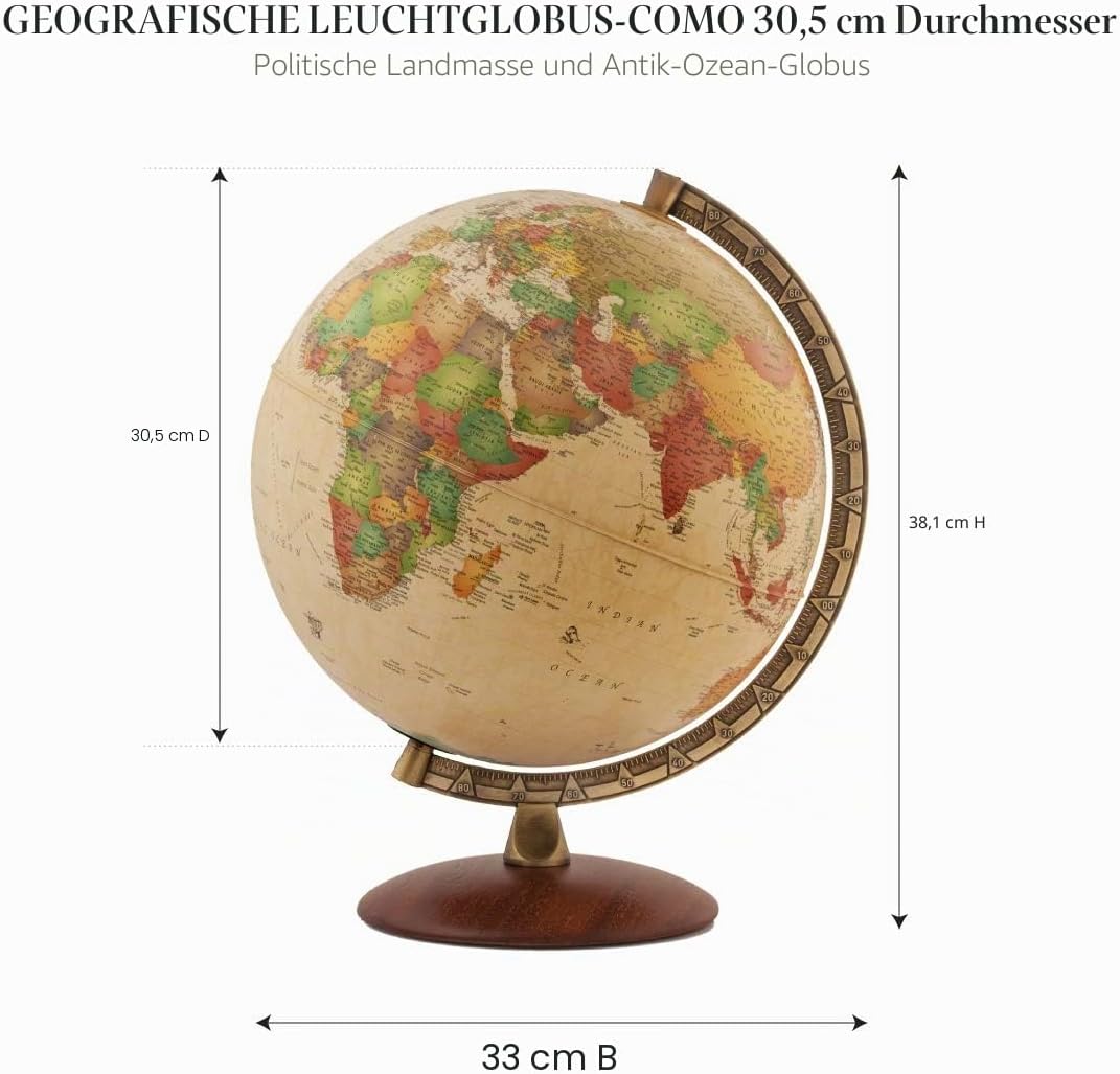 Waypoint Geographic Como Beleuchteter Globus – 30,5 cm Durchmesser, dekorativ, beleuchtet, antiker O