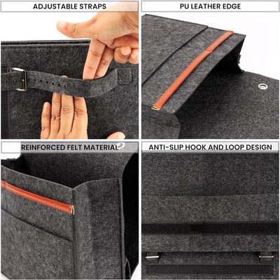 Belle Vous 2er Pack Bettasche zum Einhängen aus Filz - Bett Organizer Tasche mit 4 Fächern - Aufbewa