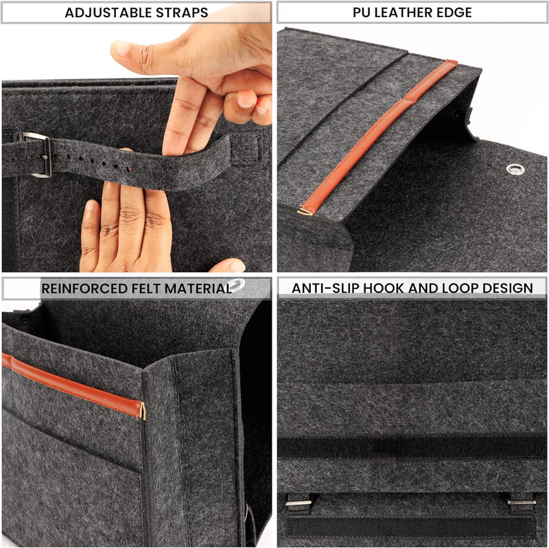 Belle Vous 2er Pack Bettasche zum Einhängen aus Filz - Bett Organizer Tasche mit 4 Fächern - Aufbewa