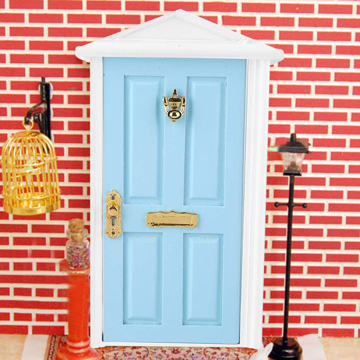 Holz Puppentür 1: 12 Puppenhaus Miniatur Bunte DIY Holz Tür Kinder Lustige Spielzeug Geschenk Dekora