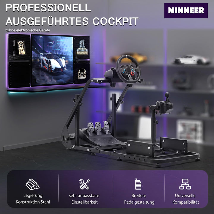 Minneer Racing Simulator Cockpit Applicable to Logitech G923/G29/G920/T248PS/ T248XBox /T300RS GT St
