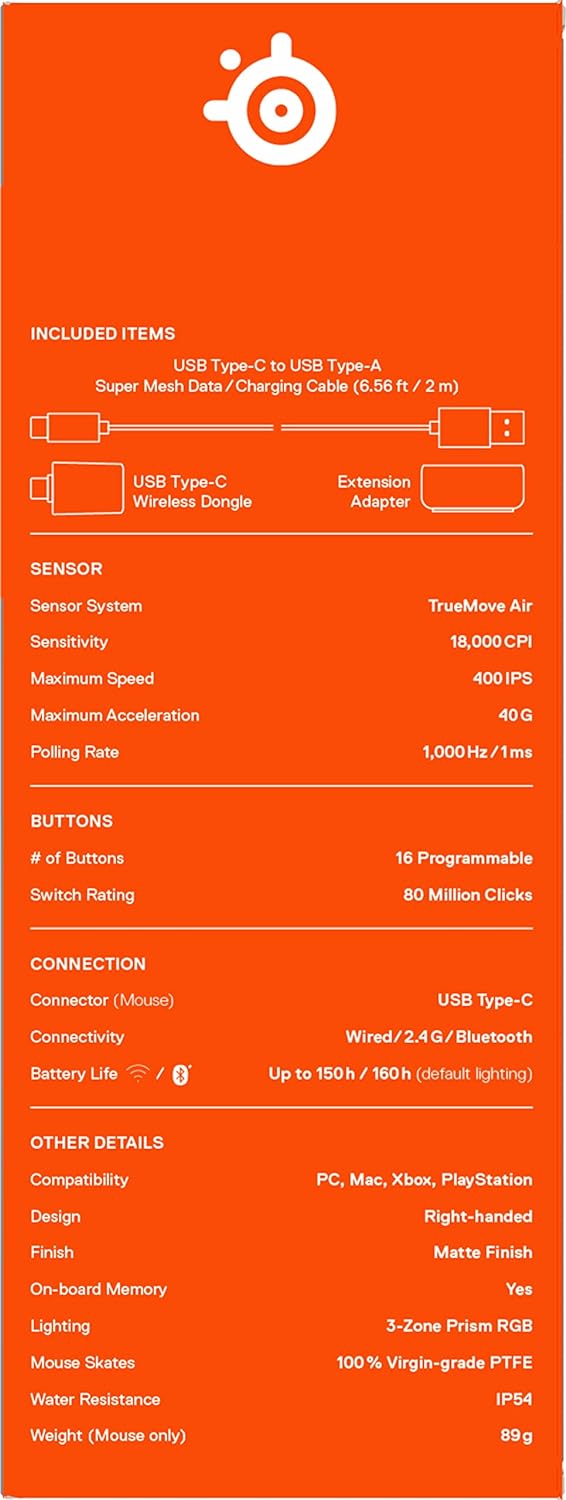 SteelSeries Aerox 9 Wireless Gaming-Maus – Ultraleicht für MMOs/MOBAs – 89 g Gewicht – 18 programmie