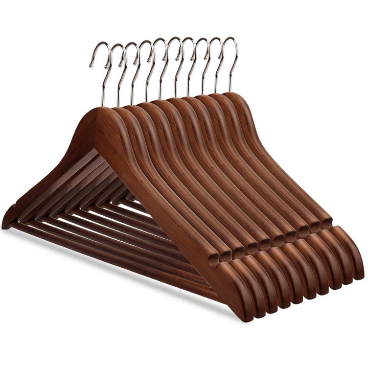 Kleiderbügel aus Holz Drehbare Jackenbügel Vintage Anzugbügel Wäschebügel 10 STK - Dunkel 10pcs 44CM