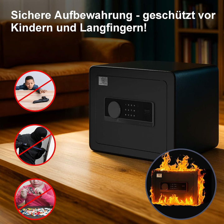 EXTRALINK Tresor für Zuhause – Elektronischer Safe mit Touchscreen, Doppelalarm, Feuerfest, Wandmont