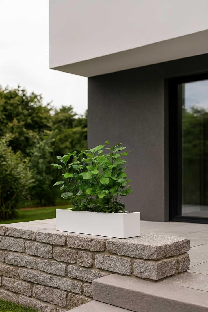 VIVANNO Blumenkasten Balkonkasten Pflanzkasten Fiberglas FLOBO weiss - 15x60x17 cm, Weiss