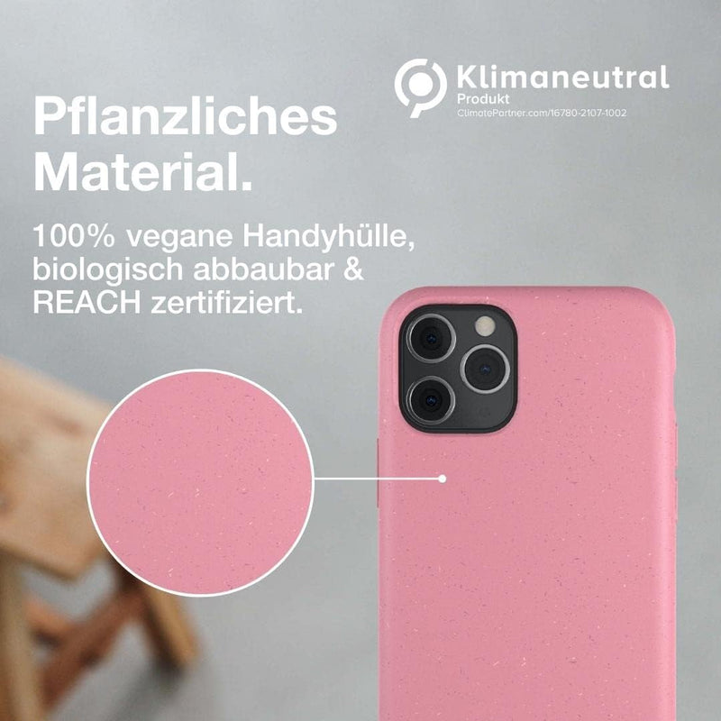 Woodcessories - Antibakterielle Bio Hülle kompatibel mit iPhone 11 Pro Max Hülle pink - Plastikfrei,