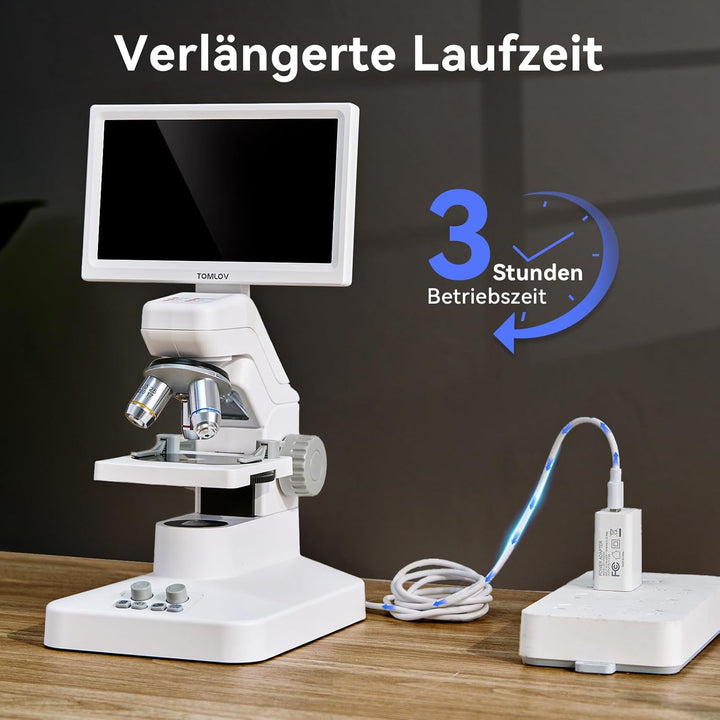TOMLOV DM301 Pro Biologisches Mikroskop 1200X: 7" Digital Mikroskop mit HDMI-Ausgang für Erwachsene