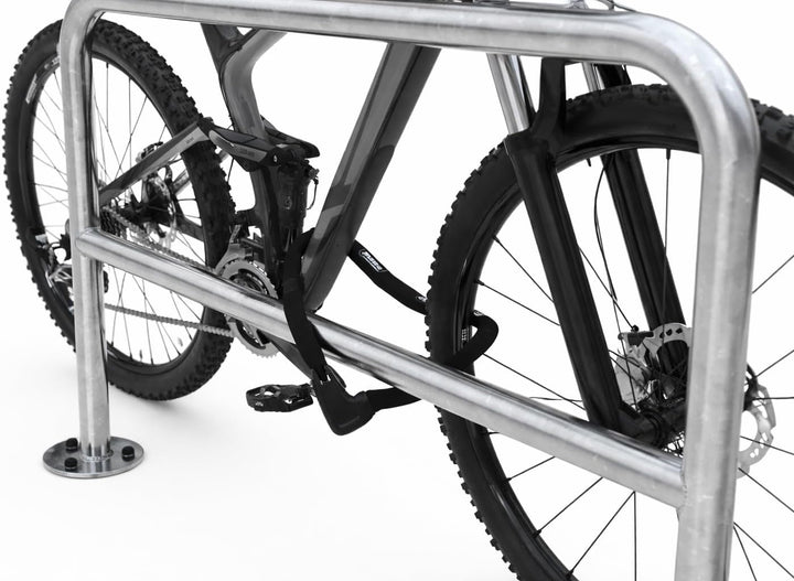 Anlehnbügel 9241 | 2000mm | mit Knierohr | Fahrradständer für 2 Fahrräder | Aufdübeln | Anlehnbügel