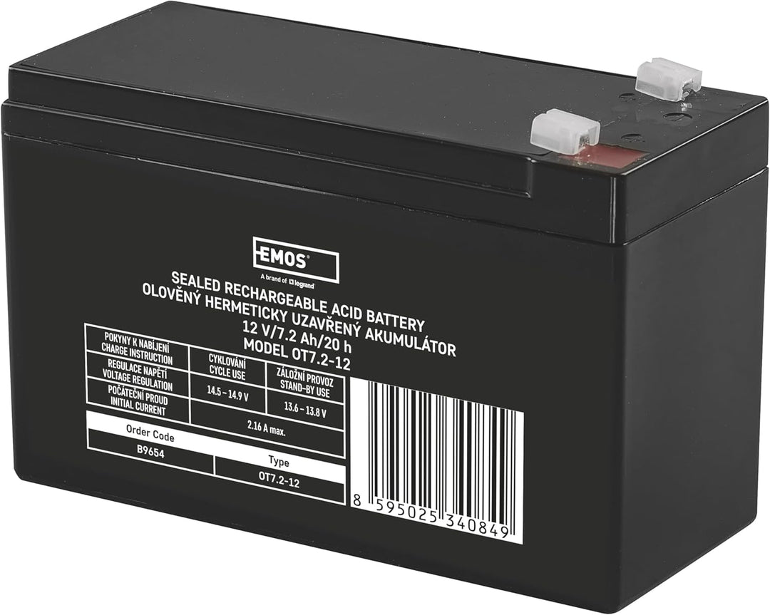 EMOS Wartungsfreier Bleiakku/Bleiakkumulator für USV-Anlagen, Notbeleuchtung, Alarmsysteme, Brandmel
