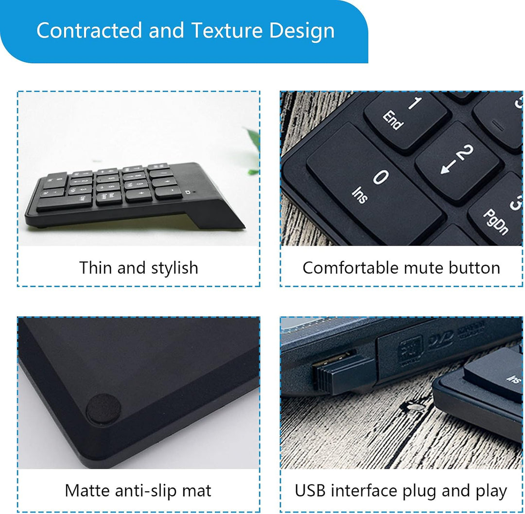 Kabellose Nummernblock Ziffernblocks 2,4G Numpad Wireless Tastatur Numberic 18 Tasten Nummernblöcke