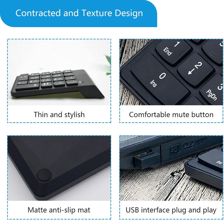 Kabellose Nummernblock Ziffernblocks 2,4G Numpad Wireless Tastatur Numberic 18 Tasten Nummernblöcke