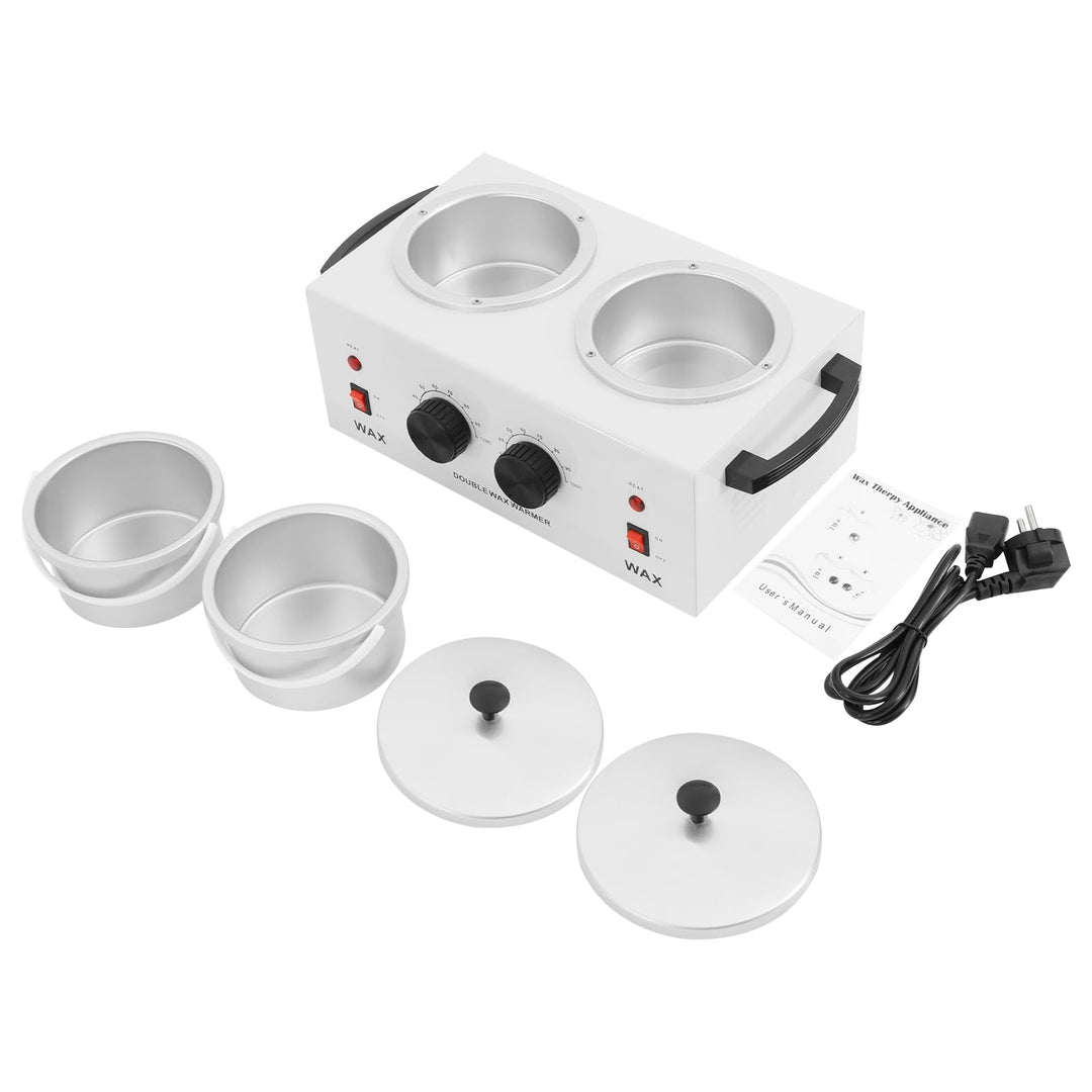 Doppelter Wachswärmer 0-100℃ Temperaturregelung,400ml × 2, 240V-Heizmaschine zur Haarentfernung Dopp