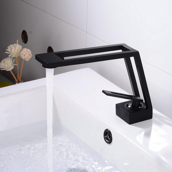 SHUNLI Badarmatur Schwarz Waschtischarmatur, Modern Wasserhahn Bad Mischbatterie, Badezimmer Armatur
