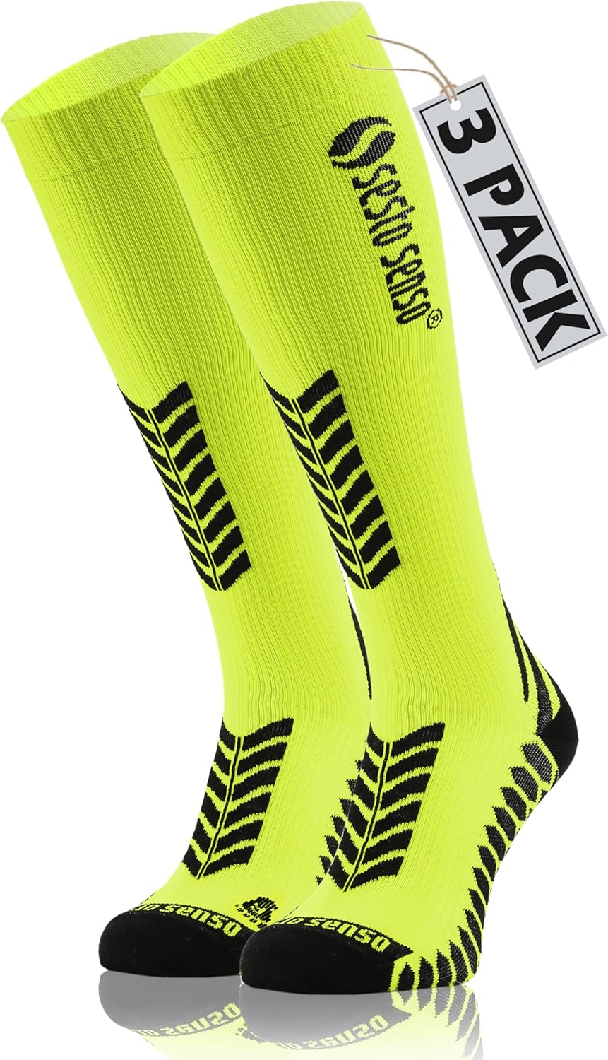 sesto senso 3 Paar Kompressionsstrümpfe Sport Damen Herren Bunt Hohe Sportsocken Laufsocken 35-38 3e