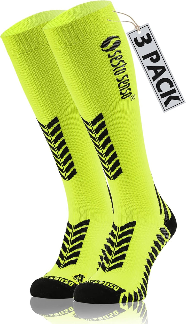 sesto senso 3 Paar Kompressionsstrümpfe Sport Damen Herren Bunt Hohe Sportsocken Laufsocken 35-38 3e