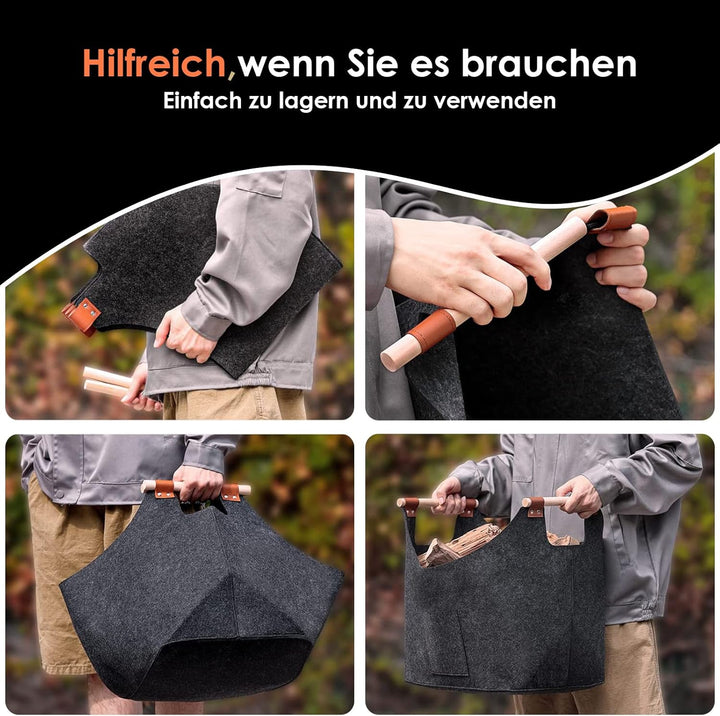 Holzkorb für Kaminholz, XL Kaminholzkorb Filz Feuerholzkorb Brennholzkorb Kaminkorb Filzkorb Faltbar