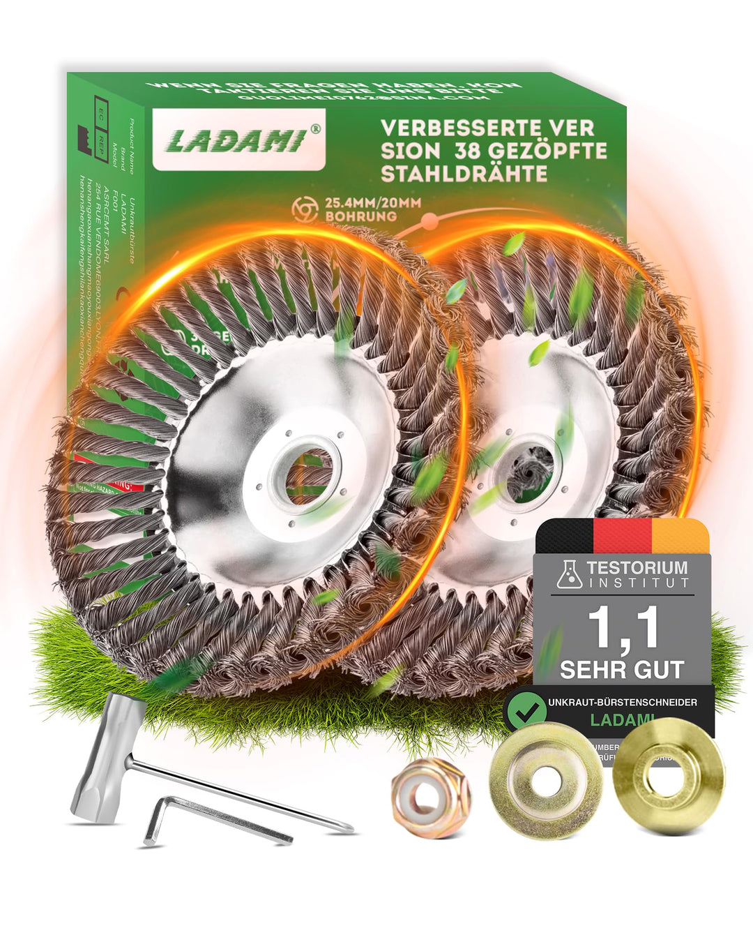 Unkrautbürste für Freischneider Verbesserte Version - Wildkrautbürste für Motorsense - 25,4mm Bohrun