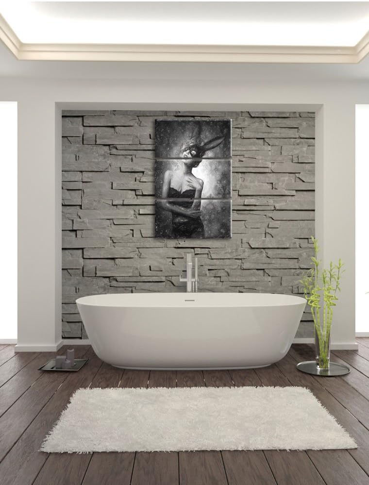 Pixxprint Maskierte attraktive Frau als Leinwandbild/Grösse: 3 Teilig (120x80) cm/Wandbild/Kunstdruc