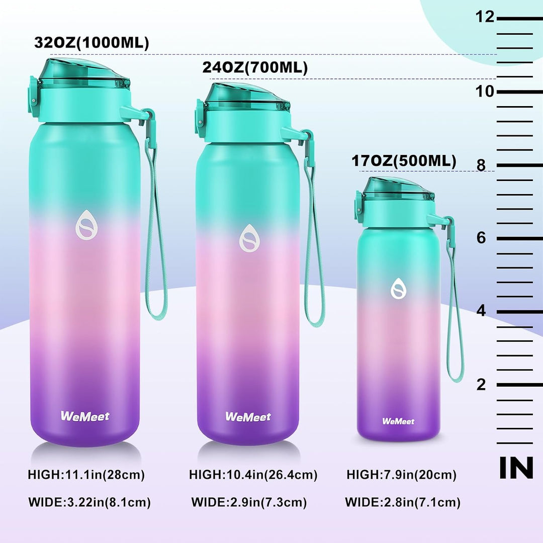 WEMEET Trinkflaschen Edelstahl 500ML mit Abnehmbare Strohhalm, [18/10 Edelstahl] Wasserflasche mit R