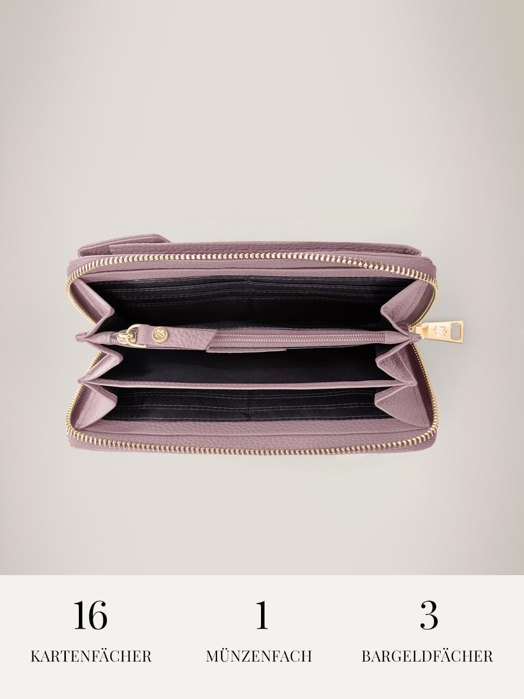 Lazarotti Bologna XL Leder Damen-Geldbörse &amp; Handytasche (2-in-1) | 16 Kartenfächer | zum Umhängen m