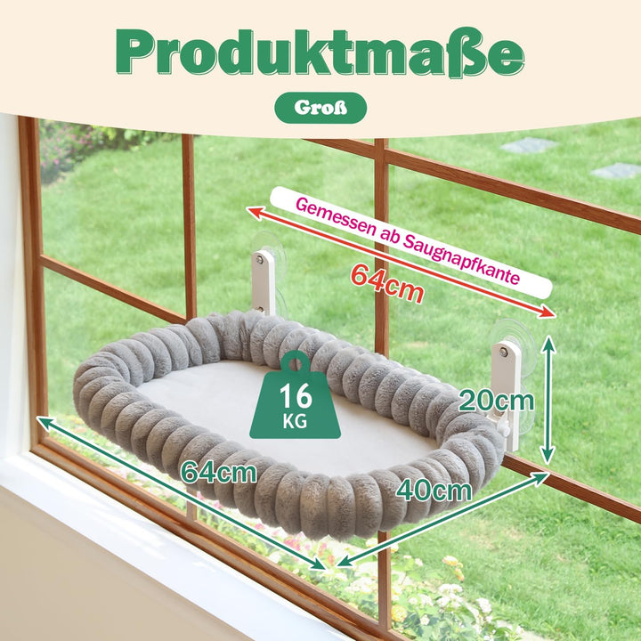 Zakkart SnugCloud Faltbare Katzen-Fensterstange – kabellos, ultraweich, maschinenwaschbar, Bett mit