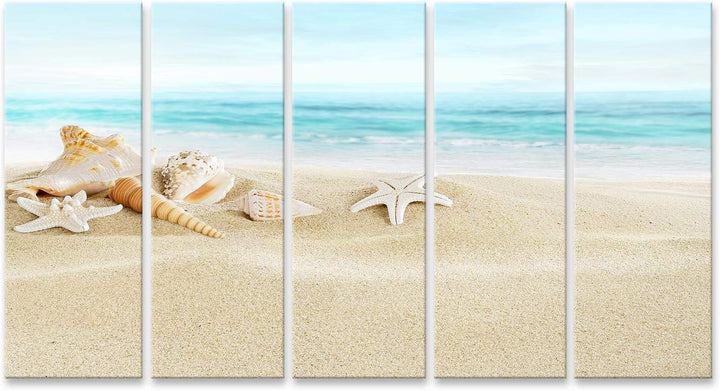 Bild Bilder auf Leinwand Muscheln am Sandstrand Wandbild Poster Leinwandbild SOJ 160L x 80B cm, 160L