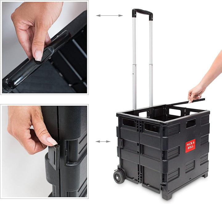 4 x Einkaufstrolley, Klappbar, Einkaufsroller bis 35 kg, Verstellbarer Griff, Mit Rollen, HBT: 100 x