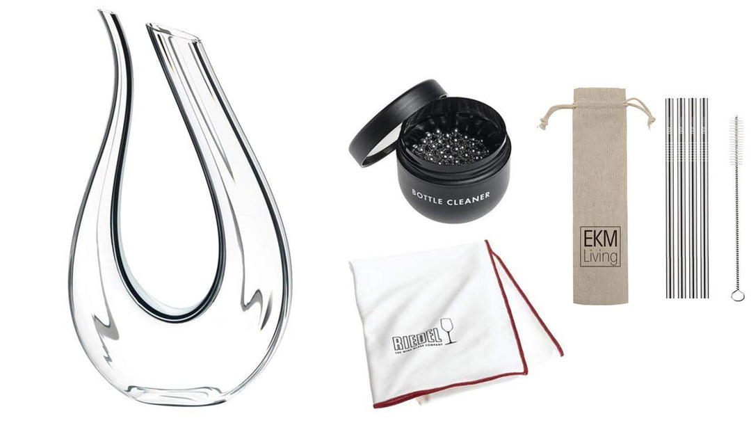 RIEDEL Decanter Vorteilsset, Dekanter, Weindekanter Amadeo Fatto A Mano Black/White/Black Optical +