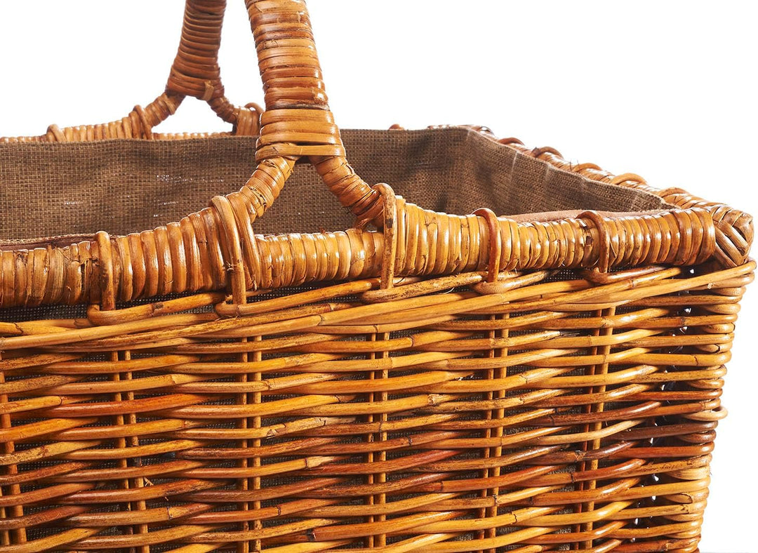 Kobolo Holztrage Holzkorb für Kaminholz - Rattan Lacak mit abnehmbarem Leinenstoff